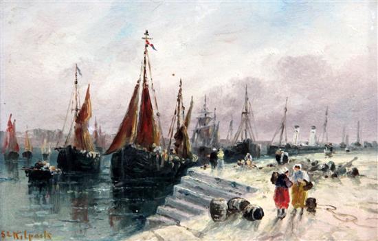 Sarah Louise Kilpack (1839-1909) Boulogne quay, 5.75 x 8.75in.